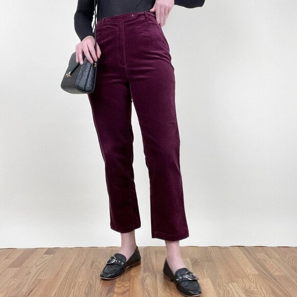 Vintage Velvet High Rise Waisted Straight Leg Trouser Pants Eclectic Whimsigoth - Picture 8 of 8